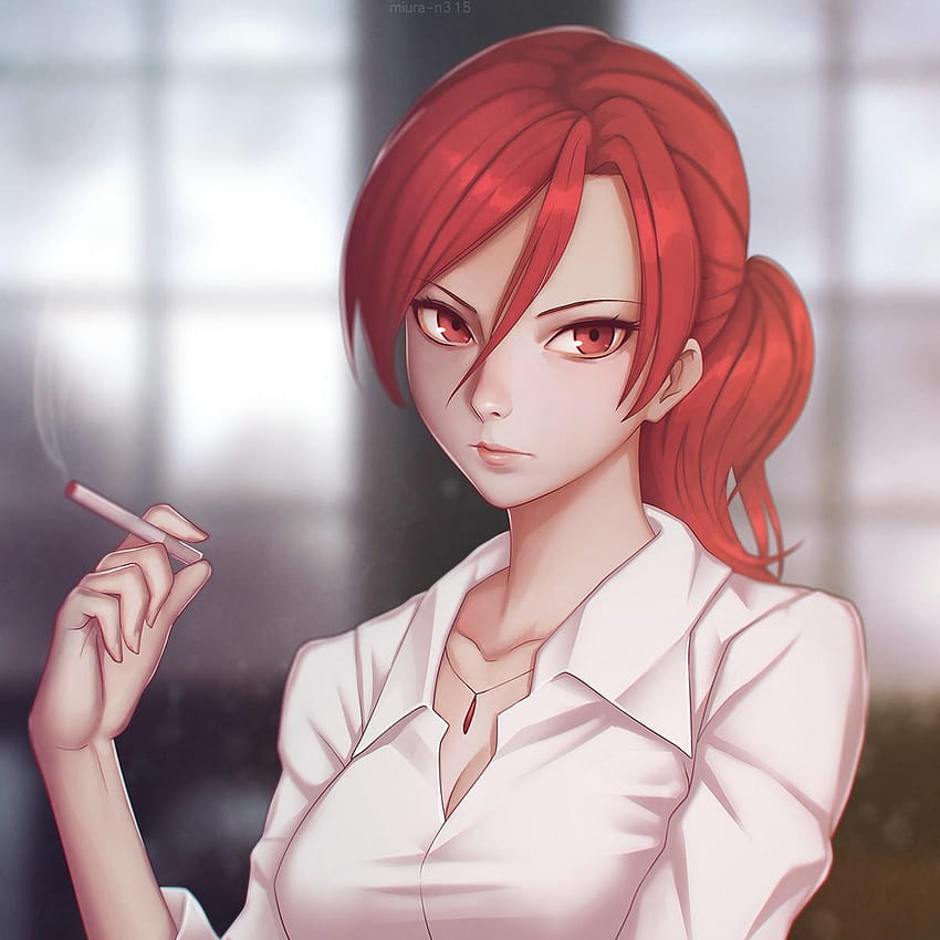lange Haare, Rothaarige, rote Augen, Anime, Anime-Mädchen, offenes Hemd, touko aozaki HD-Handy-Hintergrundbild
