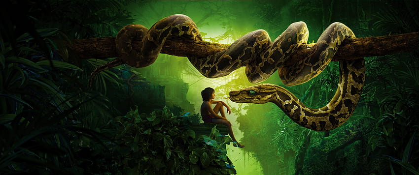 Jungle Book, Mowgli, Kaa, Snake, Movies HD wallpaper