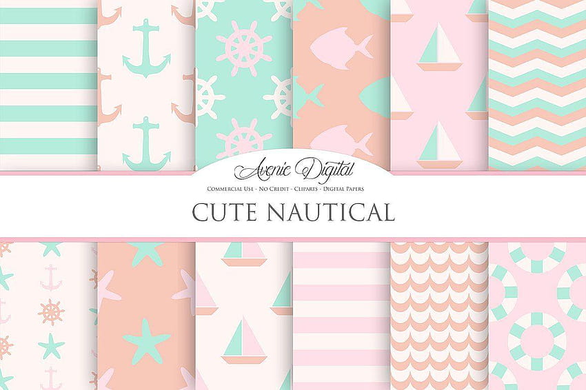 Cute nautical Digital Backgrounds ~ Graphic Patterns ~ Creative Market, cute background HD wallpaper