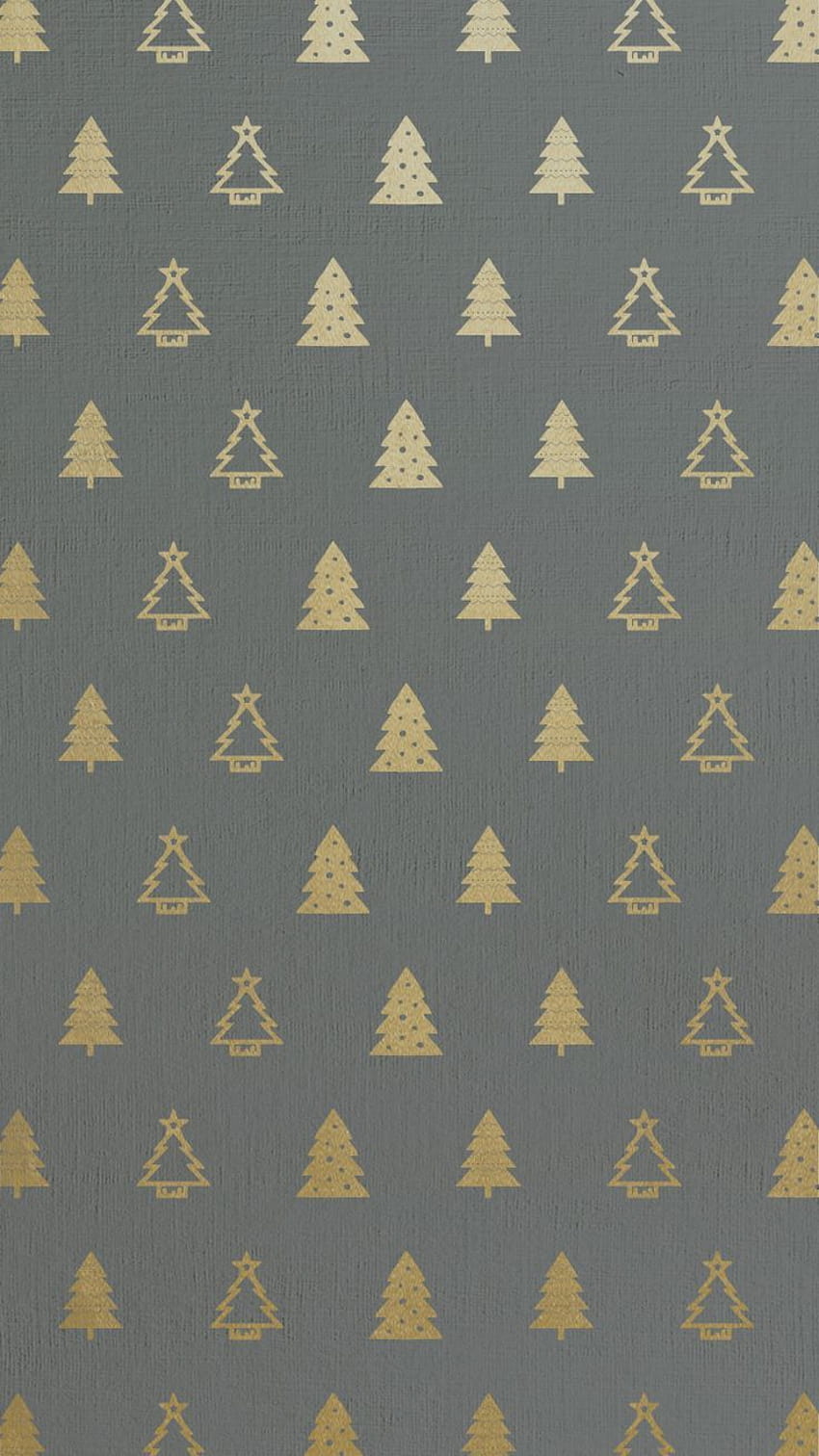Gold foil Christmas tree pattern HD phone wallpaper