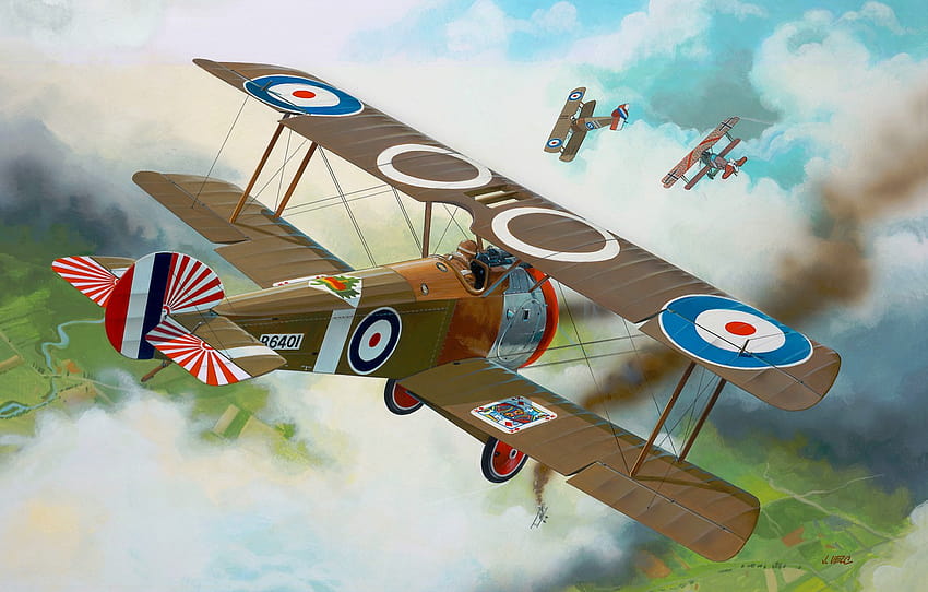 Fighter, Biplane, UK, Sopwith Camel F.1, The first World war, Combat aircraft , section авиация, world war 1 planes HD wallpaper