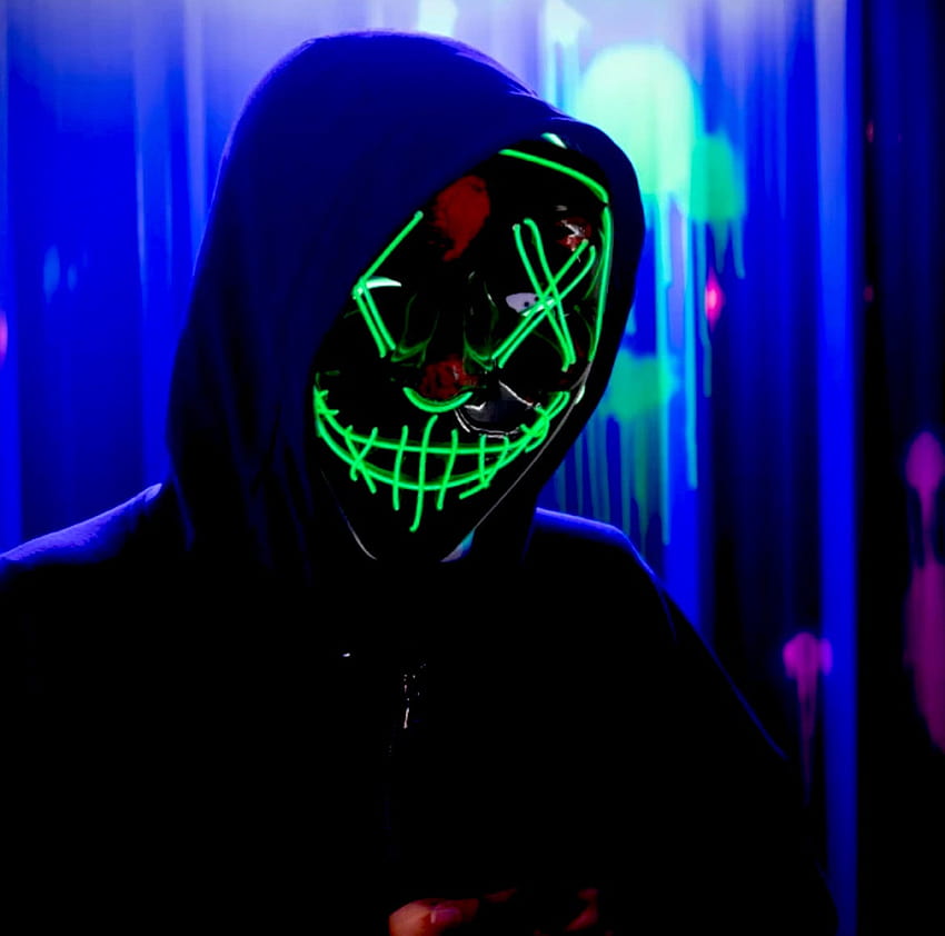 Cosmask Halloween Neon Mask Led Mask Masque Masquerade Party Maski Lig – Drip Monkey Tapeta HD