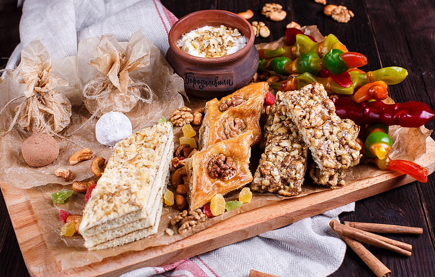 sweets, nuts, cuts, candied, East, baklava , section еда HD wallpaper