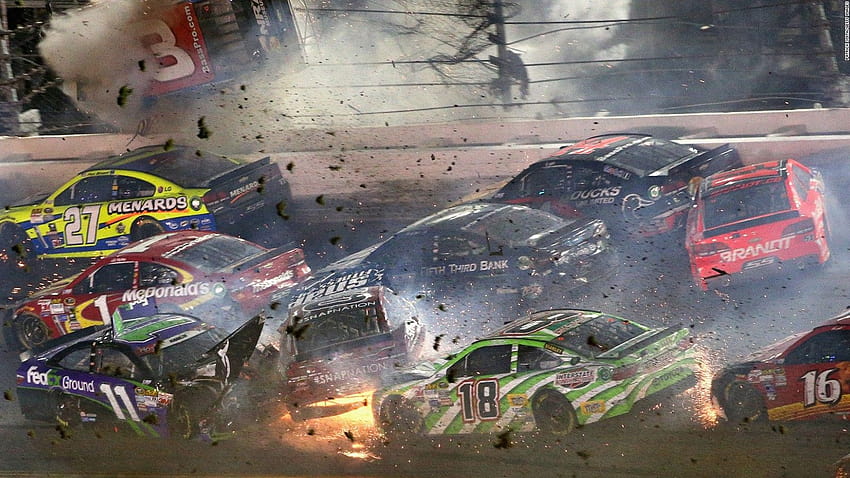NASCAR crash sends car into fencing HD wallpaper