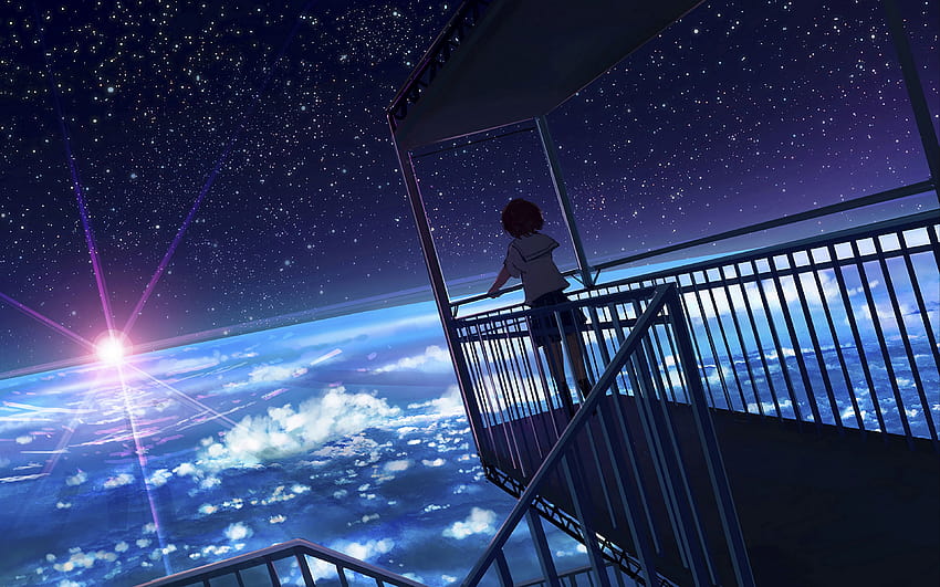 3840x2400 girl, form, view, earth, space, anime ultra 16:10 backgrounds, anime view HD wallpaper
