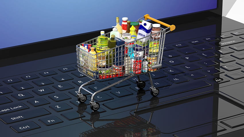 Passo dopo passo, i negozi di alimentari fisici stanno diventando back end per lo shopping online, lo shopping Sfondo HD