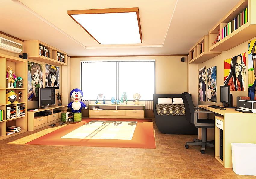 japanese anime house, anime house bedroom HD wallpaper