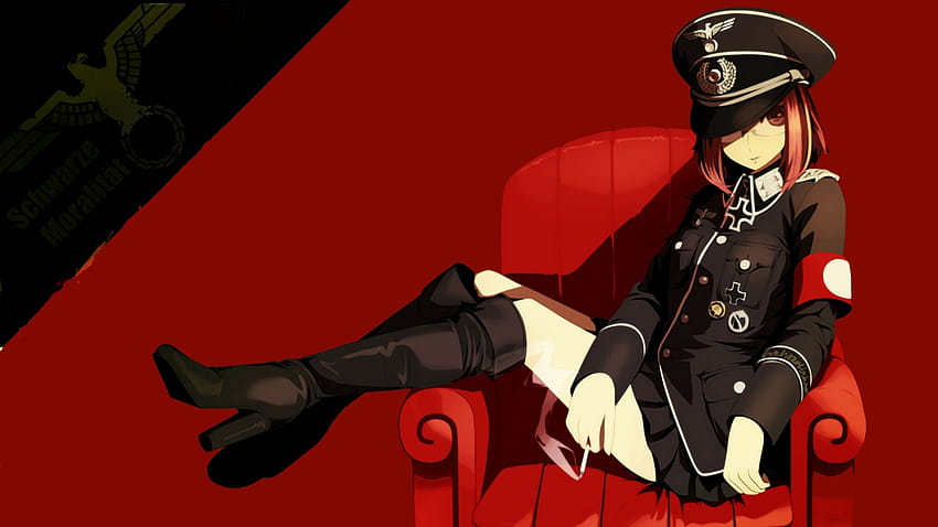 boots uniform military nazi iron cross meganekko cigarettes anime girls 1920x1080 – Aircraft Military HD wallpaper
