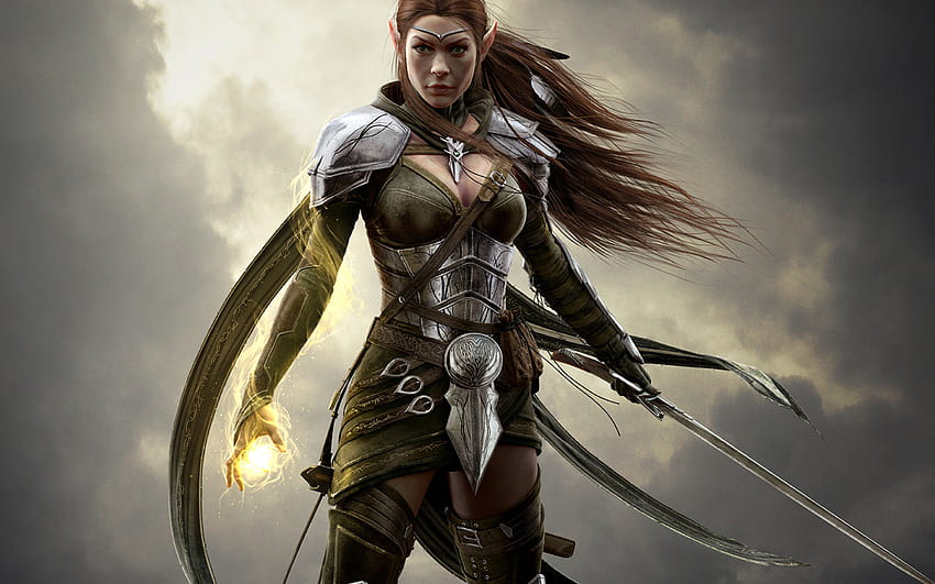 Elder, Scrolls, Fantasy, Action, Rpg, Skyrim, Fighting, Warrior, 삽화, 용 / 및 모바일 배경, skyrim 여성 HD 월페이퍼