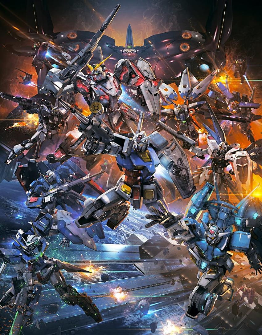Roboter Mobile Suit Gundam Extreme VS, Gundam-Roboter kämpfen HD-Handy-Hintergrundbild