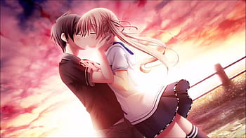 Premium Photo  Anime couple kiss close up generative ai