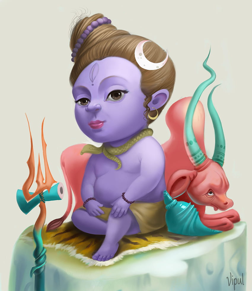 Arte de Bal Shiva .... Este es un avatar de forma infantil de lord shiva, dibujos animados de shiva fondo de pantalla del teléfono