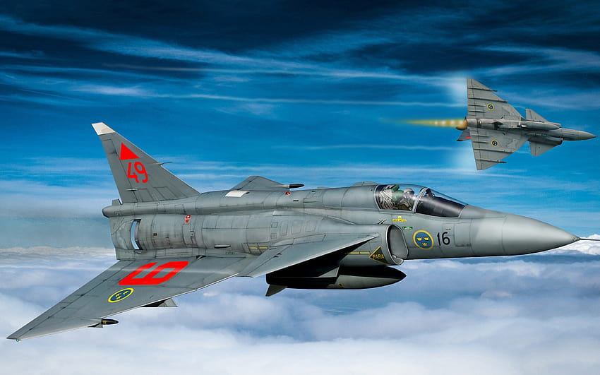 Saab 37 Viggen, Swedish fighter, Swedish Air Force, combat aircraft ...