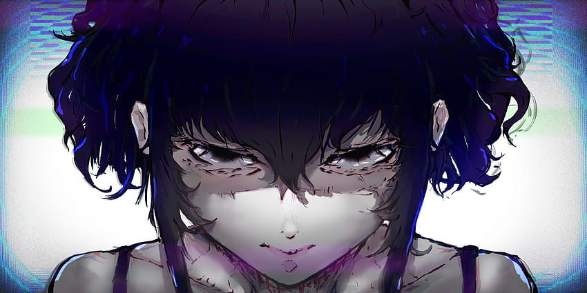 Black Lagoon Cheveux en désordre Cheveux courts Cheveux violets Anime Girls 2D Anime Sawyer The Cleaner Scars Fan Art Fond d'écran HD