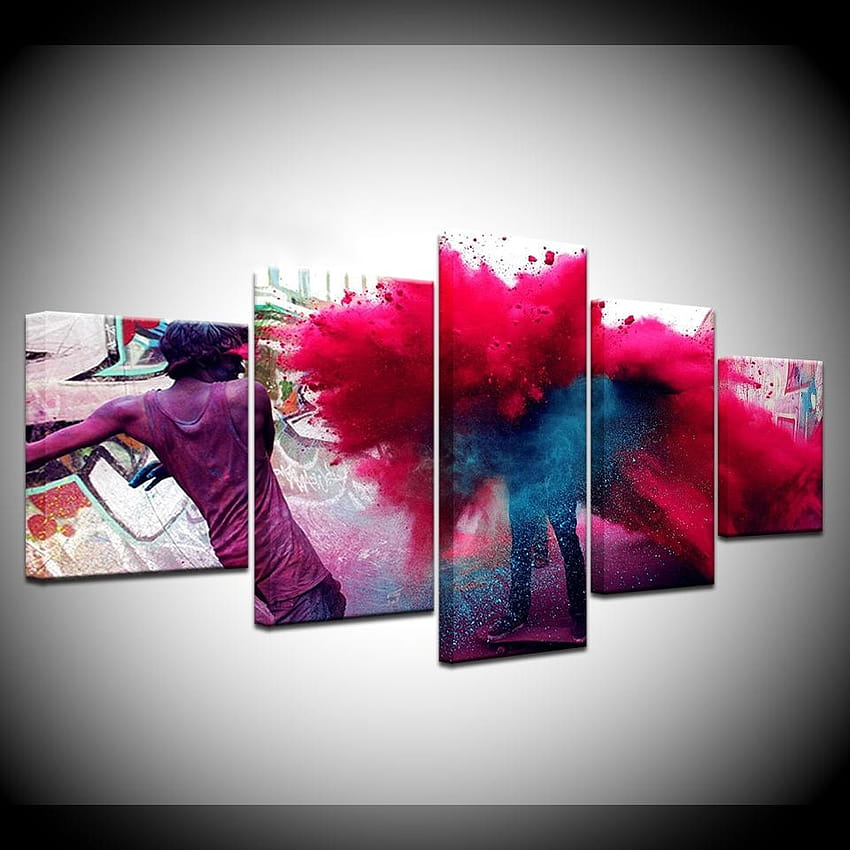 Canvas Painting Holi Color Festival GIFs 5 Pieces Wall Art Painting Modular Poster Print for living room Home Decor HD phone wallpaper