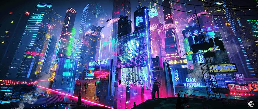 3440x1440 Cyberpunk Neon Girl Digital Art UltraWide Quad HD 1440P