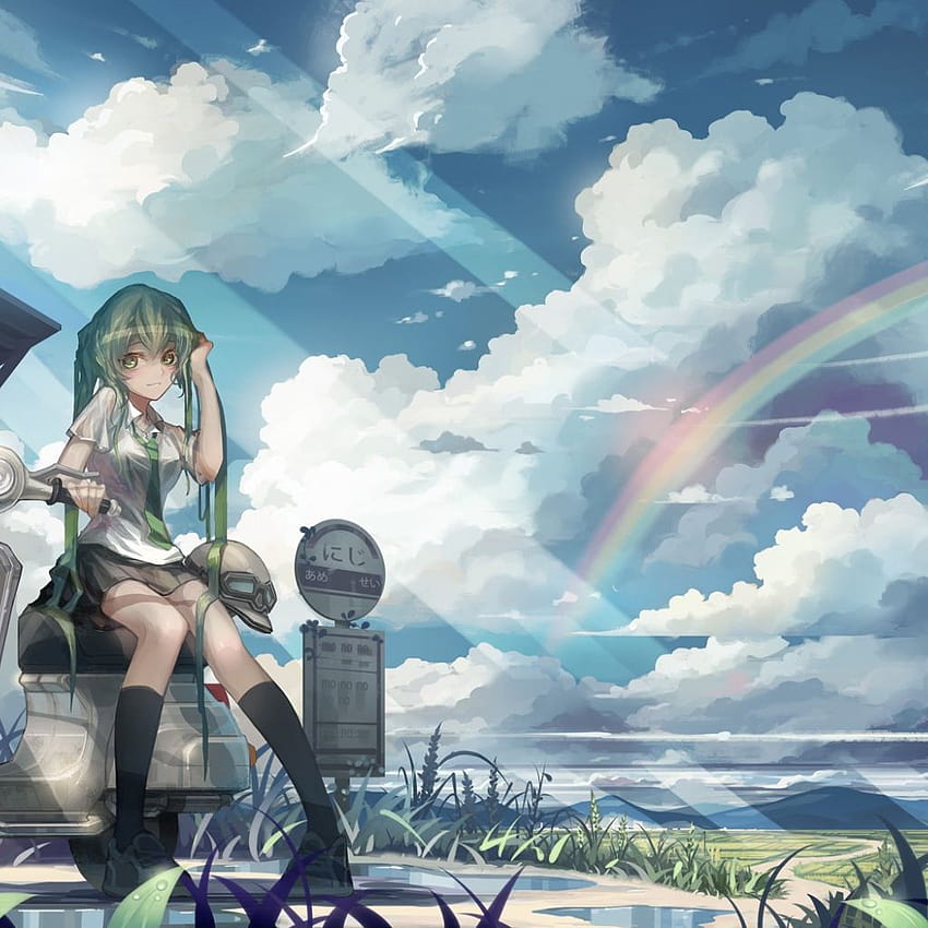 Vocaloid Hatsune Miku On The Backgrounds Of Rainbow, Anime 1024x1024 ...