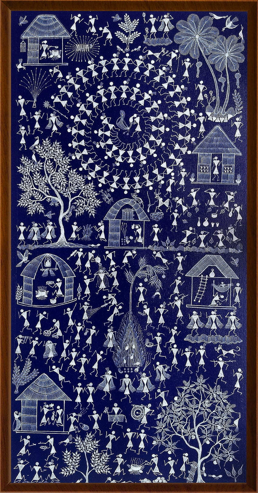 Tribal Warli Painting, Handmade Indian Traditional painting on Canvas with Tribal Festival Celebration 60x30 cms HD phone wallpaper