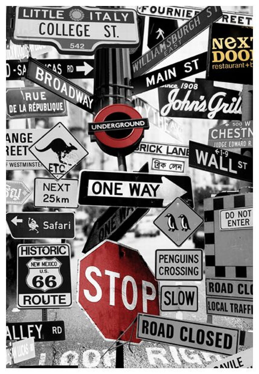 Street Signs Mural by Mr Perswall : Direct HD phone wallpaper