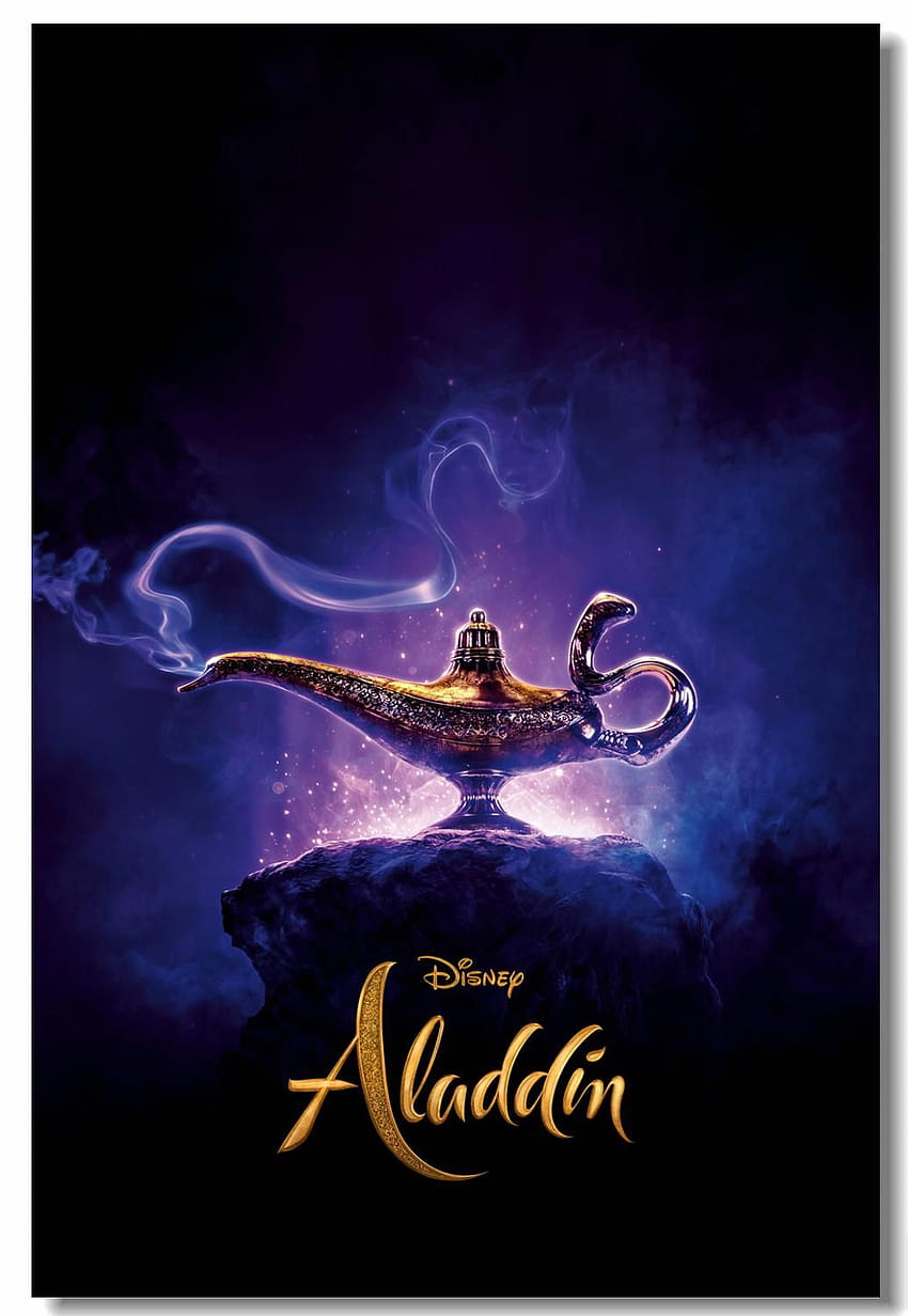 Özel Tuval Duvar Baskıları Aladdin Film Afişi Will Smith Genie Duvar Sticker Sihirli lamba Cafer Bar Ofis Çıkartmaları Çıkartmalar, genie lamba HD telefon duvar kağıdı