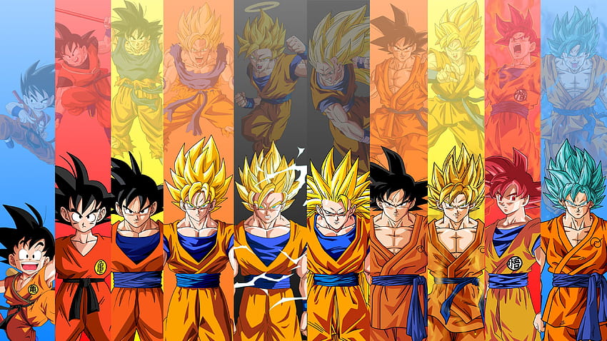 Tutte le forme di Goku, fusione di Naruto e Goku Sfondo HD
