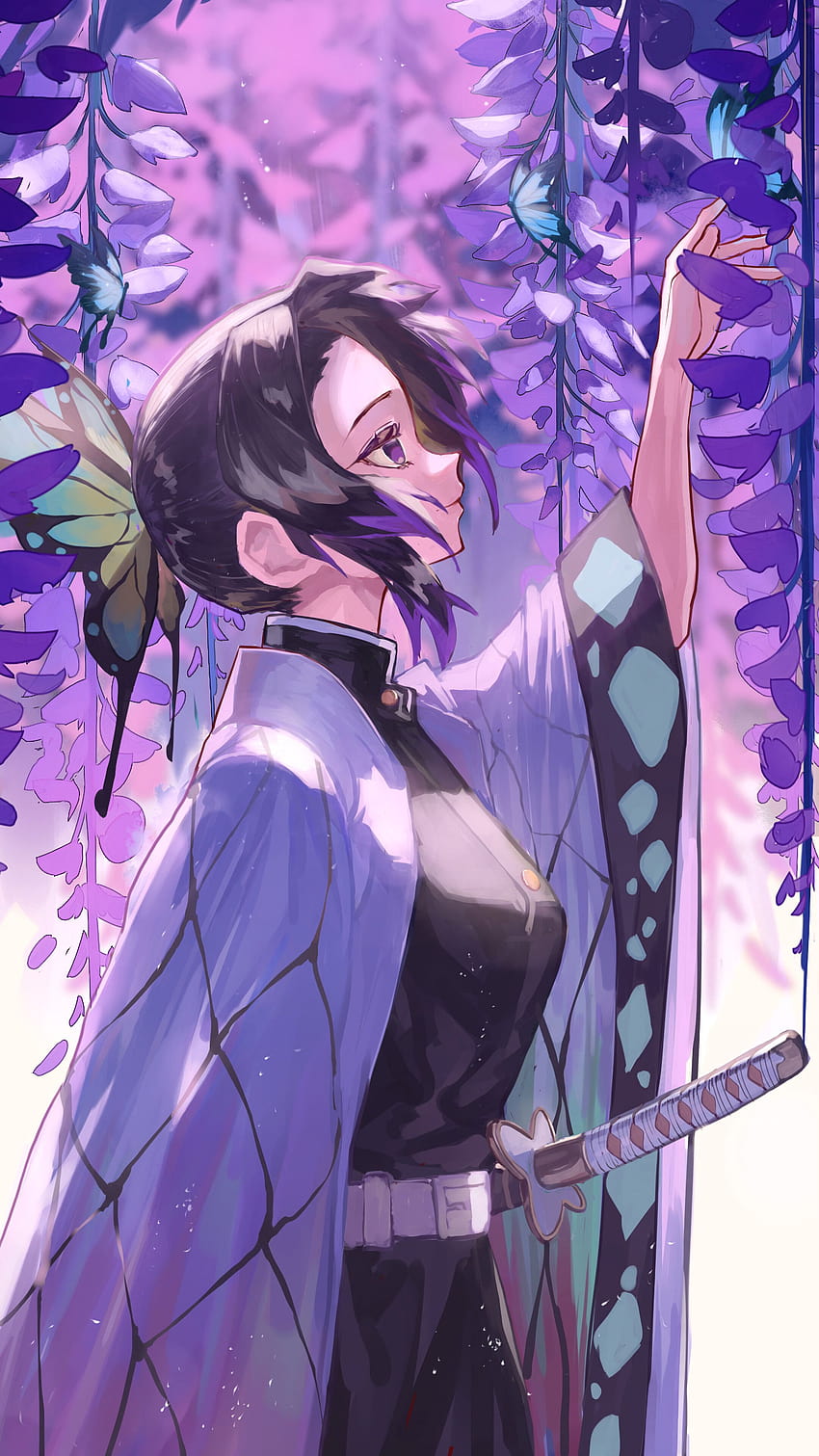 327616 Shinobu Kocho, Kimetsu no Yaiba, teléfono, s y estética de shinobu kocho fondo de pantalla del teléfono