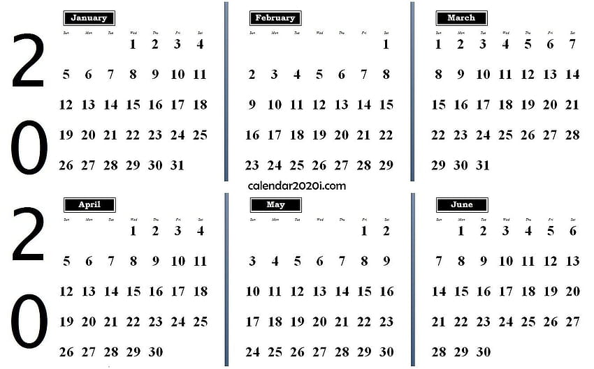 6 Months 2020 Half Year Printable Calendar, july 2020 calendar HD wallpaper