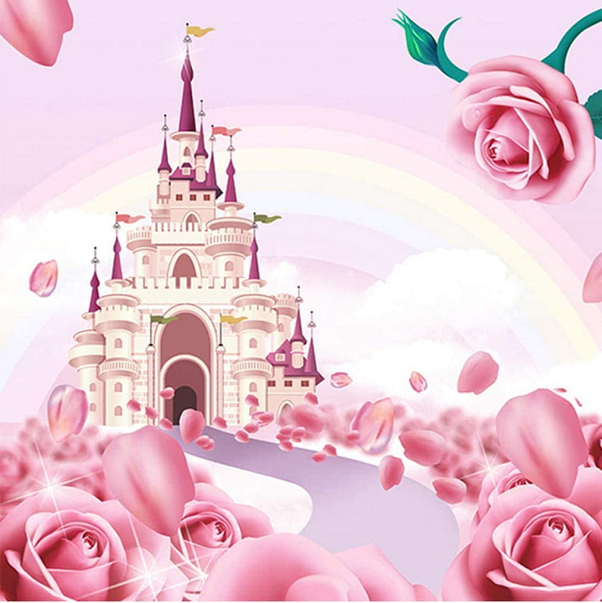 3D Stereo Cartoon Princess Castle Mural Habitación de niña Decoración para el hogar Non, pink castle fondo de pantalla del teléfono