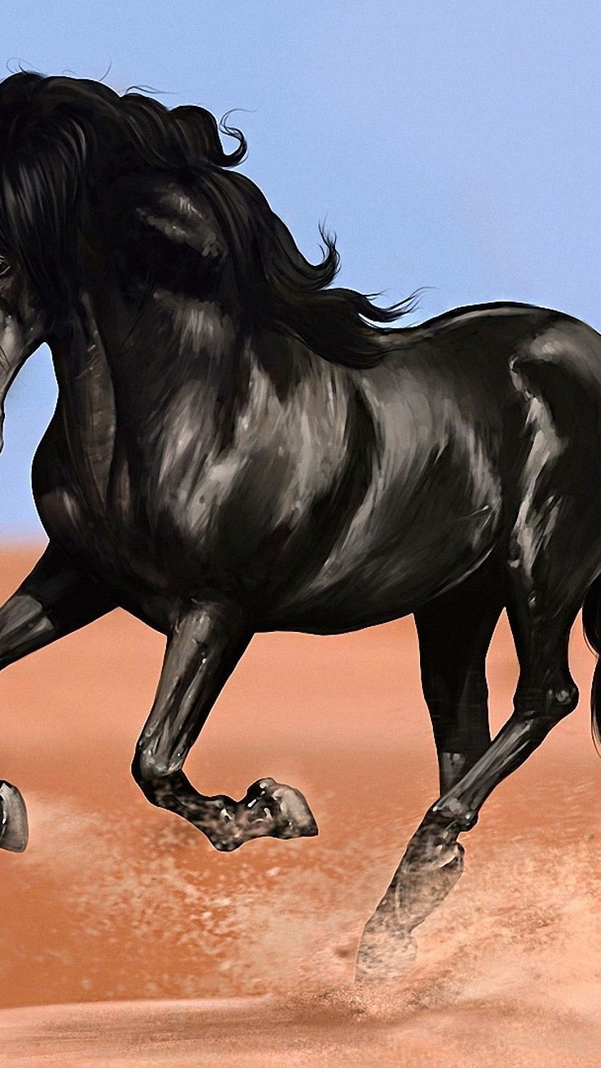 1080x1920 Black Horse, Oeuvre d'art, Courir pour, cheval noir iphone Fond d'écran de téléphone HD