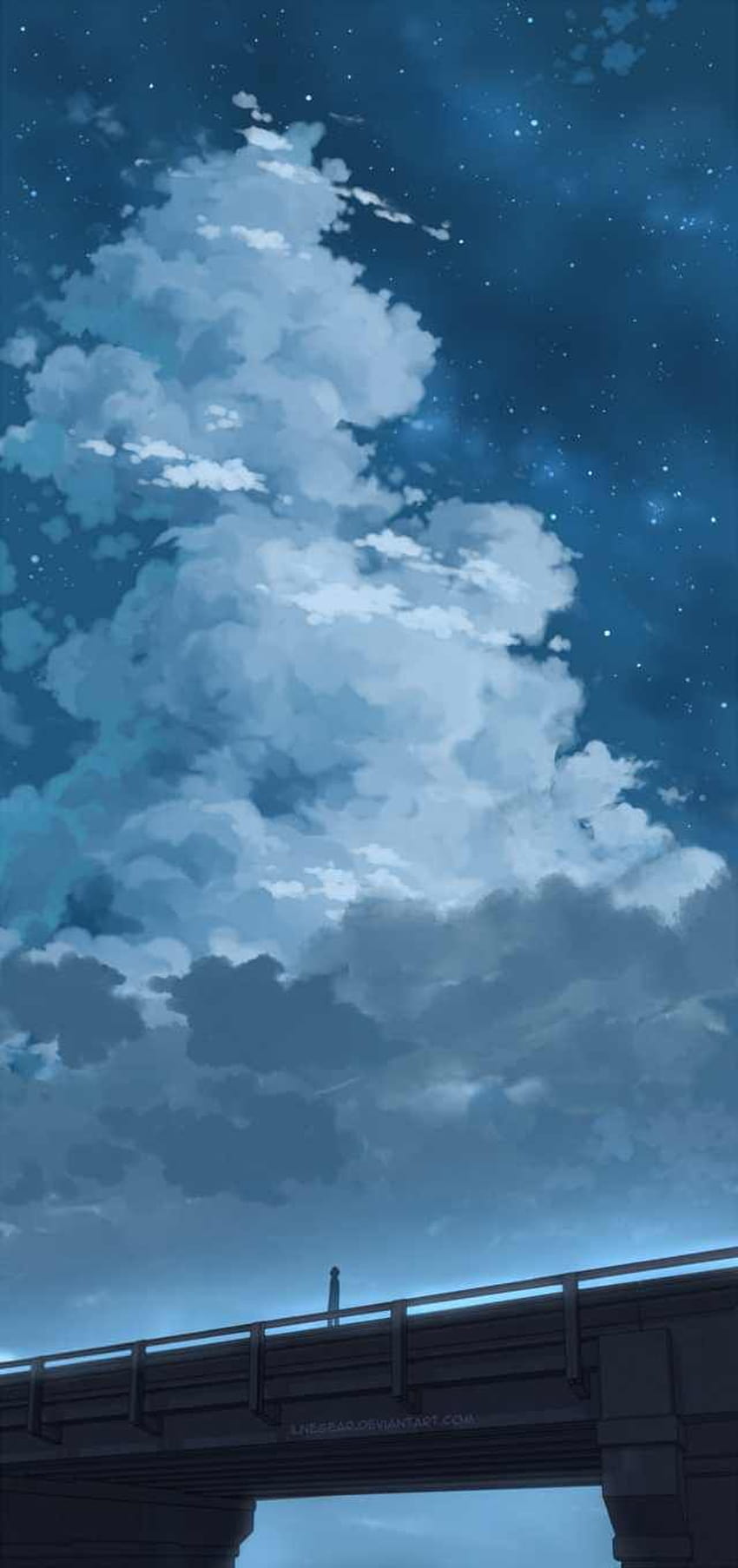 Premium Photo | Anime landscape, the sky, clouds, stars, stars, the moon,  the moon, the moon