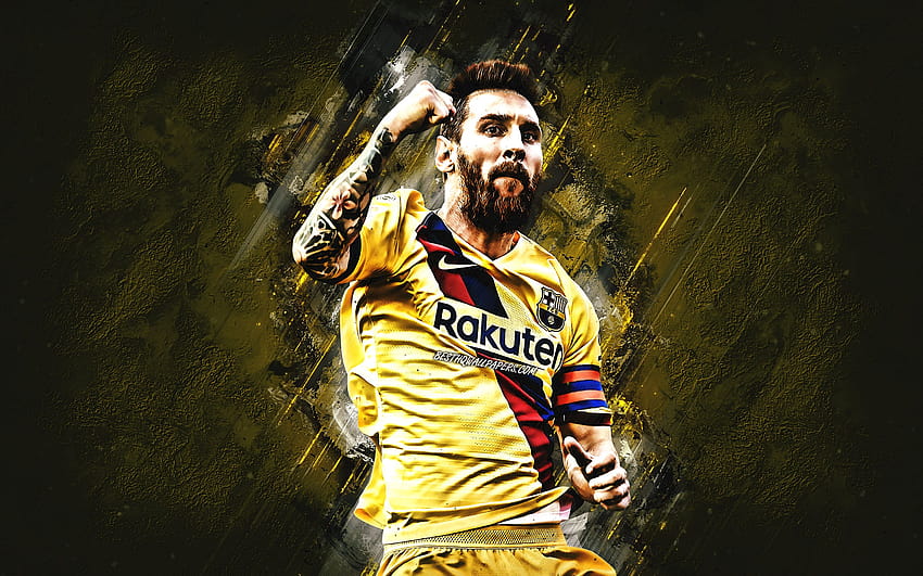 Lionel Messi, Fc バルセロナ、ポートレート, 黄色の制服、messi portrait 高画質の壁紙