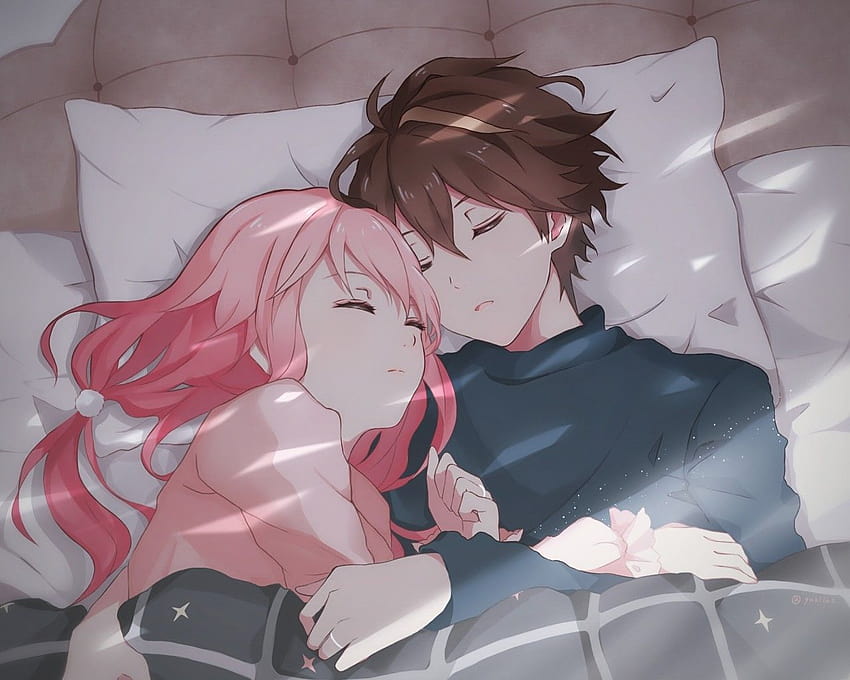 1280x1024 Ouma Shu, Yuzuriha Inori, Sleeping, Couple, anime sleep love HD wallpaper