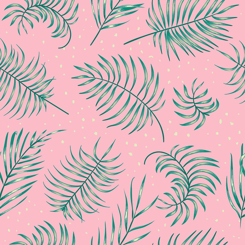 Vector seamless pattern of green realistic palm tree leaves on pink background. Repeat tropical backdrop. Exotic jungle . Cute summer or spring illustration 4298956 Vector Art at Vecteezy HD phone wallpaper