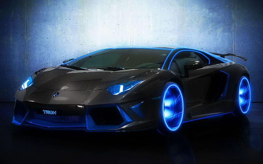 Mavi ve Siyah Lamborghini Aventador ~ Spor Araba, gökkuşağı lamborghini HD duvar kağıdı