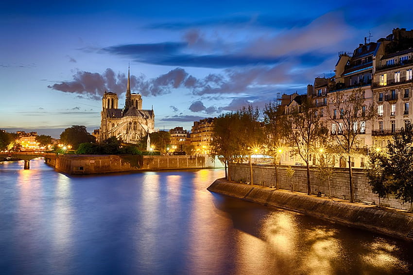 France Notre Dame de Paris Night Cities, notre dame night HD wallpaper