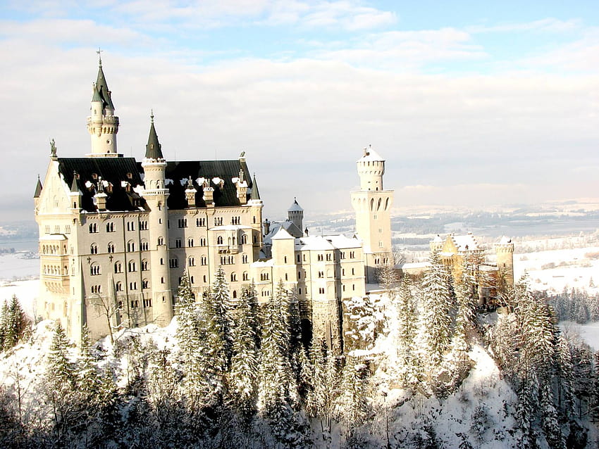 neuschwanstein castle winter background clipart