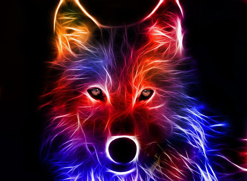 Latar Belakang Keren, serigala neon Wallpaper HD