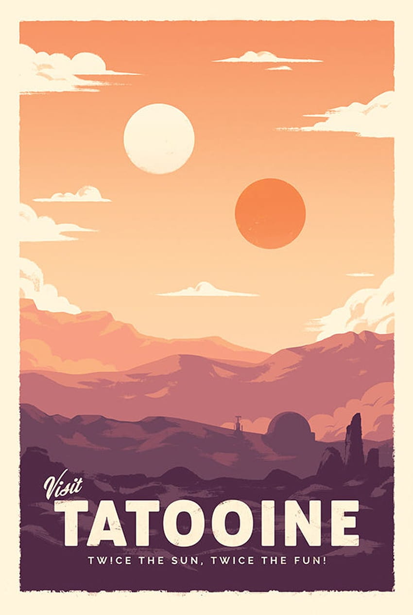 Tatooine Star Wars Retro Travel Poster Print Decor Gift, star wars retro tatooine Papel de parede de celular HD