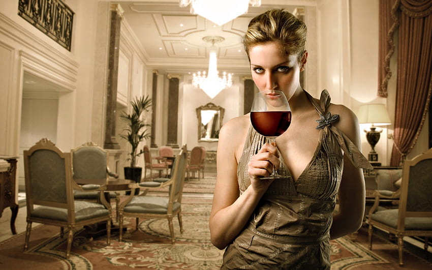 : women, sitting, wine, drink, fashion, screenshot, human positions, shoot 1920x1200, women drinking wine HD wallpaper