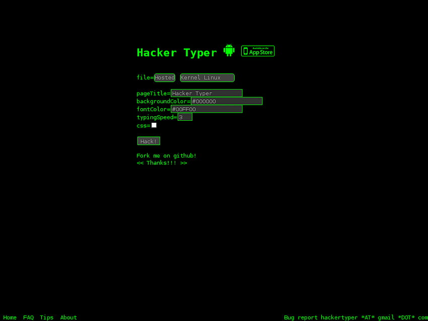Hackertyper è una divertente applicazione che trasforma qualsiasi tipo di hacker Sfondo HD