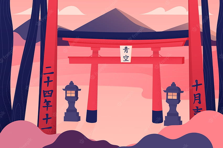 Japanese torii gate Vectors & Illustrations for HD wallpaper