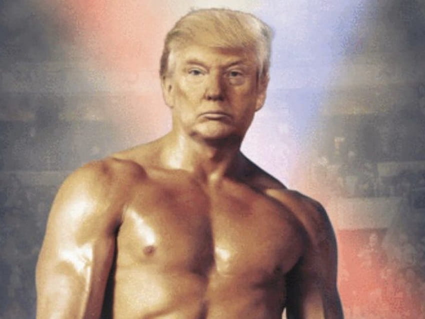 Donald Trumps Wahlkampfstreit behauptet, dass der Präsident als Rocky Balboa „verarztet“ wurde HD-Hintergrundbild