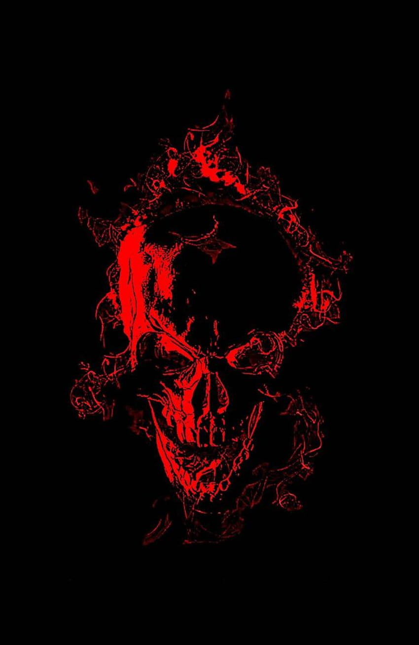 Cráneo rojo ardiente de joshrinehart81, cráneo de amor fondo de pantalla del teléfono