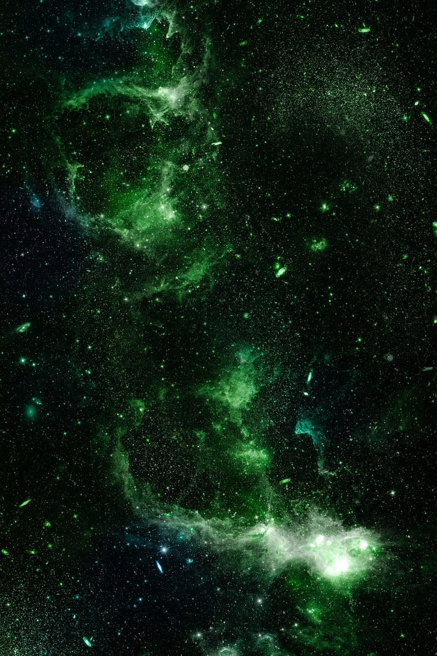 Nebula hijau dengan latar belakang galaksi hitam, iphone hijau dan hitam wallpaper ponsel HD