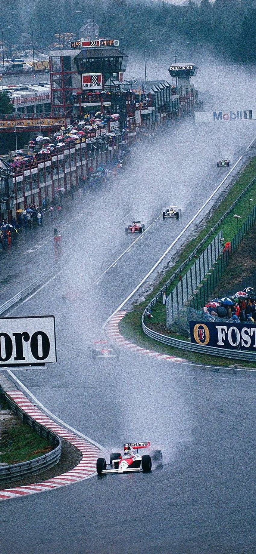 Ayrton Senna lidera en spa gp en 2021, clásico f1 fondo de pantalla del teléfono