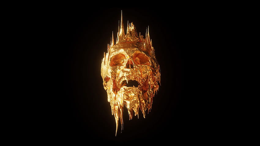 Billelis Gold Black Backgrounds Skull ...wallha, skull crown HD wallpaper