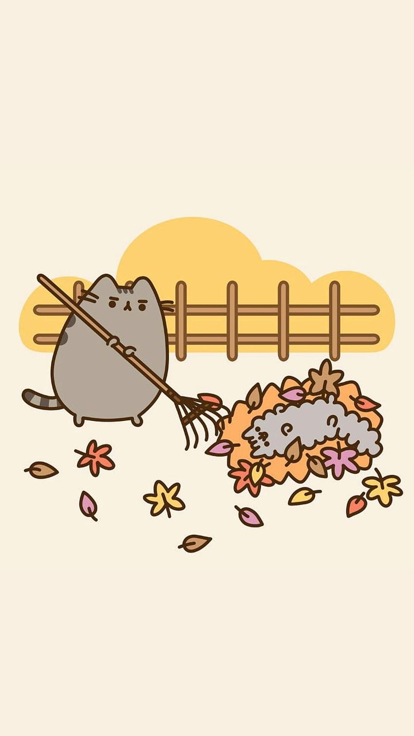 Pusheen cat, art, autumn, background, beautiful, beauty, cartoon, autumn  pusheen HD phone wallpaper | Pxfuel