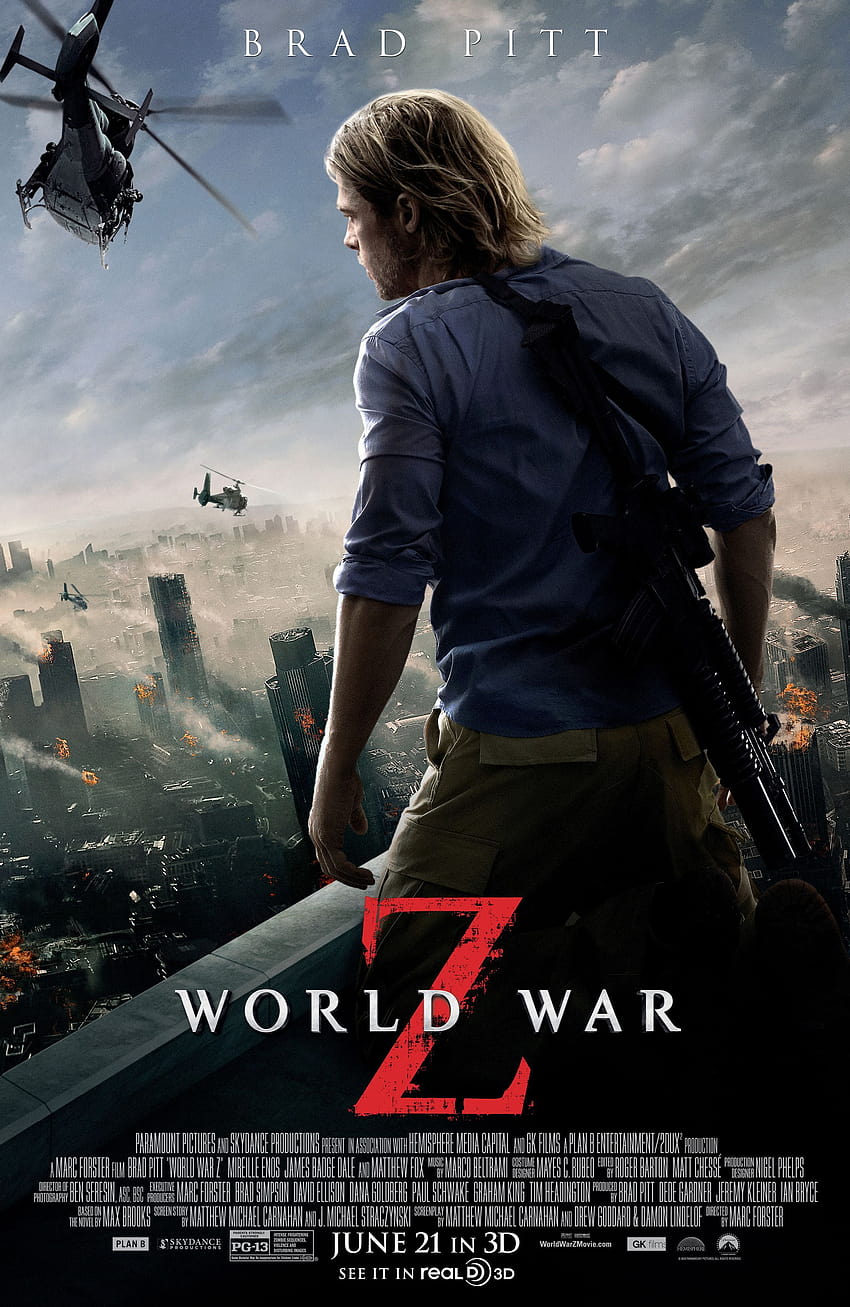 World War Z 스타 브래드 피트 6월 21일!, 6월 영화 HD 전화 배경 화면