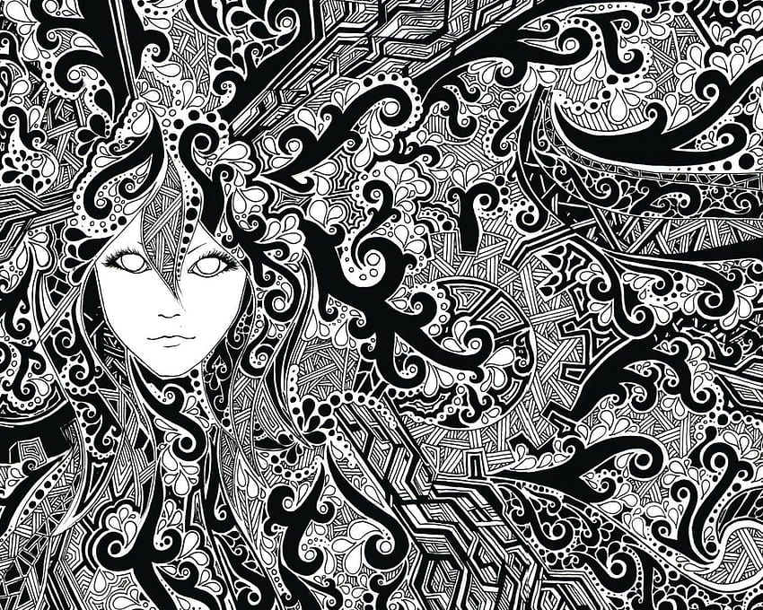 Mac psychédélique noir et blanc Paisley Face, bandana noir Fond d'écran HD
