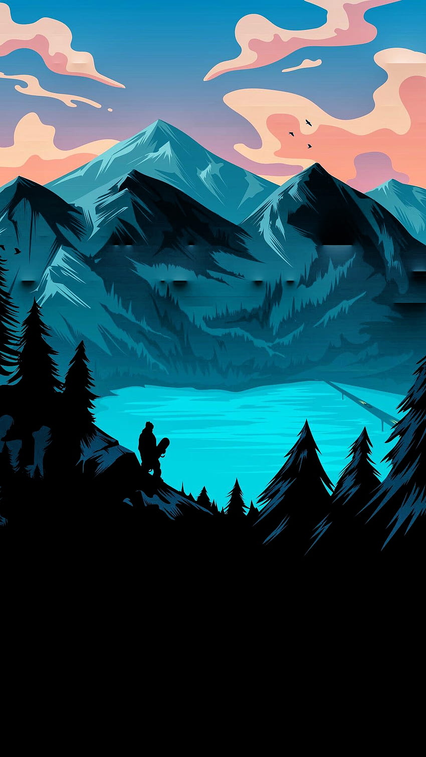 Amoled 1440p posted by Ryan Walker, amoled mountains HD phone wallpaper